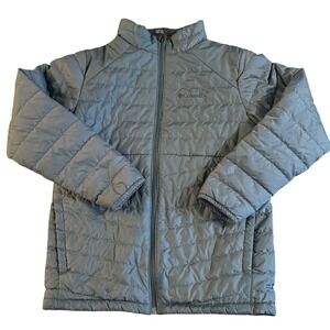 Columbia Kids Girls Puffer Jacket Light Blue Zip Up Insulated Coat Size L 14 16